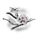 Cherry blossom with ropes tattoo one chest going over shoulder tattoo design idea