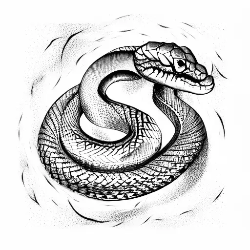 Snake in fire tattoo design idea