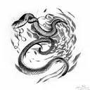 Snake in fire tattoo design idea