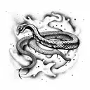 Snake in fire tattoo design idea