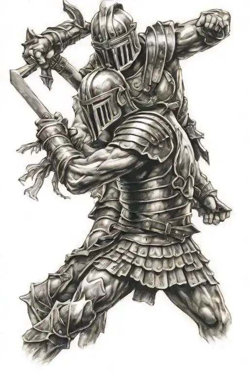 gladiator fighting tattoo design idea