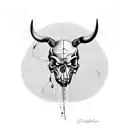steer skull with lilies  tattoo design idea