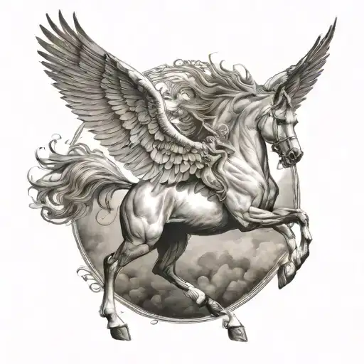 pegasus horse with wings tattoo design idea