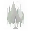 A minimalist design of a narcan nasal spray bottle surrounded by delicate forest foliage, symbolizing the life-saving nature of narcan in addiction recovery tattoo design idea