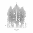 A minimalist design of a narcan nasal spray bottle surrounded by delicate forest foliage, symbolizing the life-saving nature of narcan in addiction recovery tattoo design idea