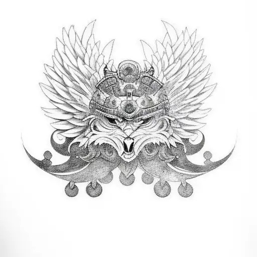 i want a sleeve tattoo with the Japanese flower, Japanese samurai , Egyptian gods , Greek gods, angels and the eagle all tattoo design idea