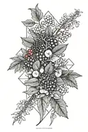 blueberries, strawberries, wild rice, sage, tobacco, cedar, sweet grass  tattoo design idea