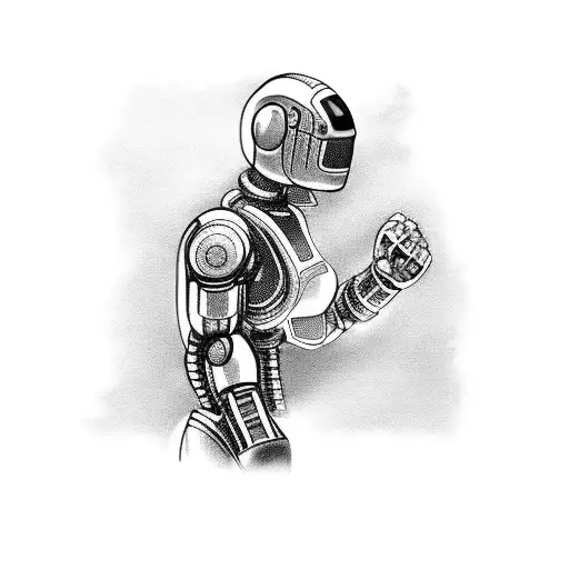 A tattoo depicting a scene from Real Steel with a robot boxer in action tattoo design idea