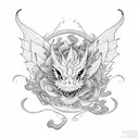 A dragon wrapped around a burning flower, symbolizing the fleeting nature of life and passion tattoo design idea