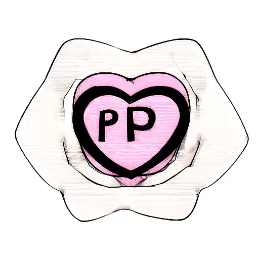 a heart with the alphabets P and J inside it and a  small heart inside the big heart with P inside it tattoo design idea
