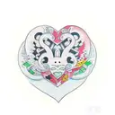 a heart with P and J inside with another small heart with P inside it tattoo design idea