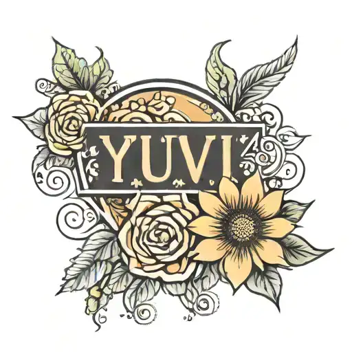 my name "yuvi" with my girlfriend name sunshine  tattoo design idea