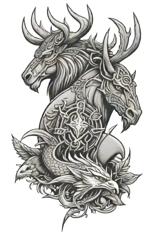  vikings, hawks, New York, nashville, dc, fish, and deer tattoo design idea