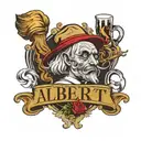 the name Albert with wigs tattoo design idea