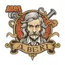the name Albert with wigs tattoo design idea