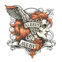 the name Albert with wigs tattoo design idea