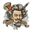 the name Albert with wigs tattoo design idea