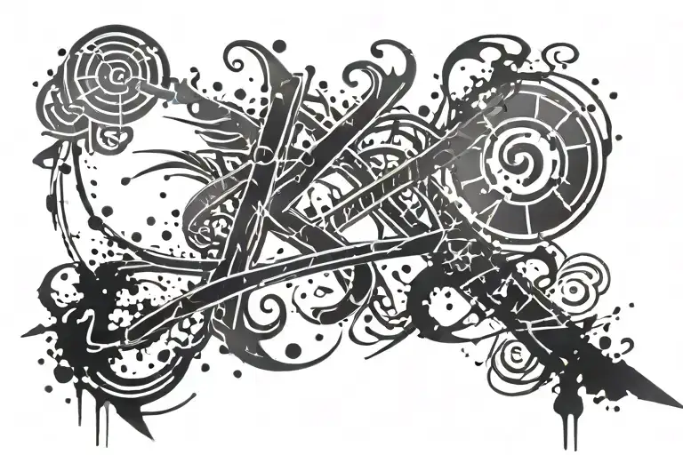 ink splatter, hieroglyphics incorporated tattoo design idea