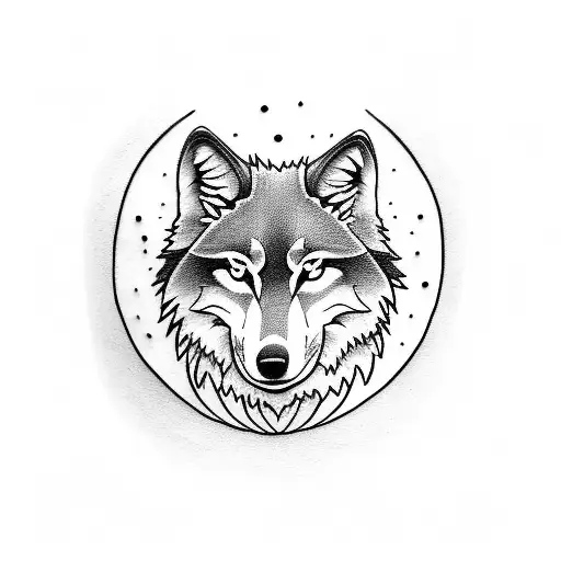Wolf with the moon tattoo design idea
