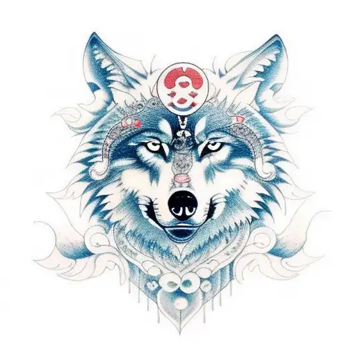Wolf with the moon tattoo design idea