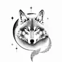 Wolf with the moon tattoo design idea