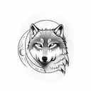 Wolf with the moon tattoo design idea