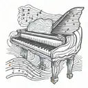A sketch style tattoo of a piano key morphing into a digital waveform tattoo design idea