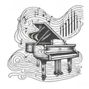A sketch style tattoo of a piano key morphing into a digital waveform tattoo design idea