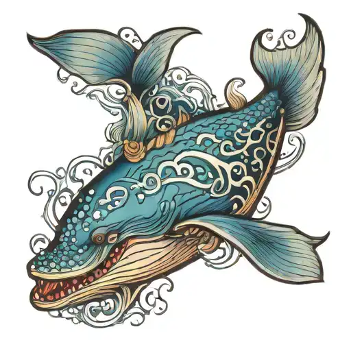 blue whale tattoo design idea