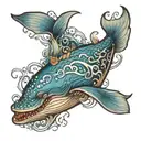 blue whale tattoo design idea