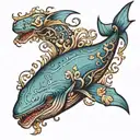 blue whale tattoo design idea