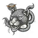panther and snake wrapped tattoo design idea