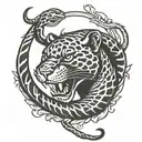 panther and snake wrapped tattoo design idea