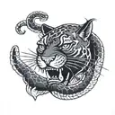 panther and snake wrapped tattoo design idea