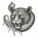 panther and snake wrapped tattoo design idea