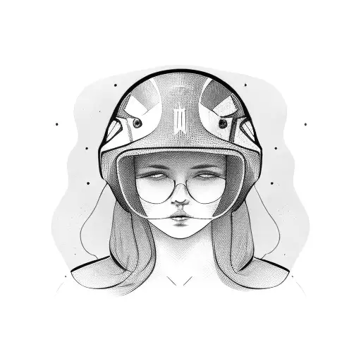 mtb helmet with girl tattoo design idea