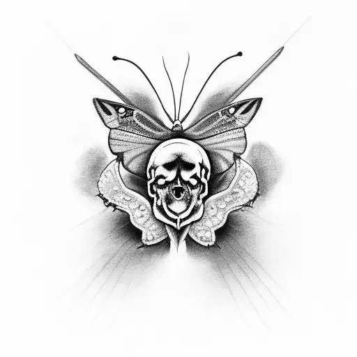 moth with a skull tattoo design idea