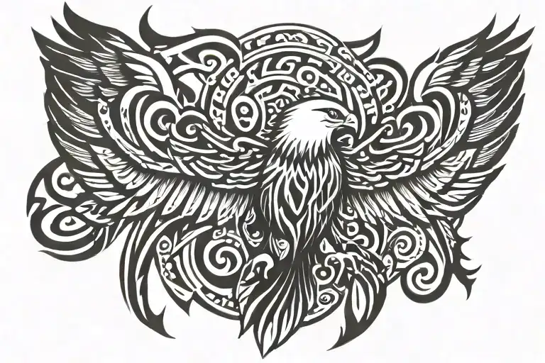 tribal eagle wings tattoo design idea