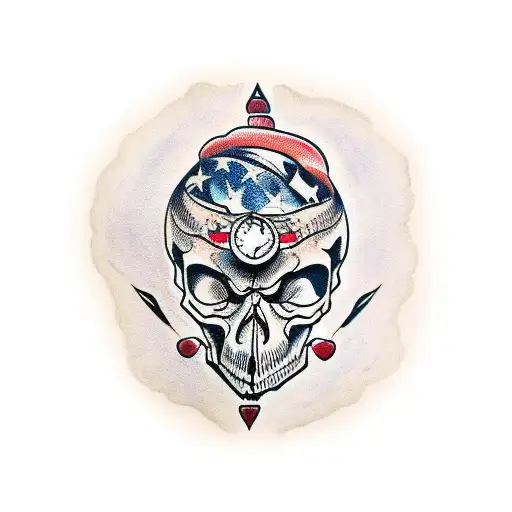 skull with half broken clock tattoo design idea