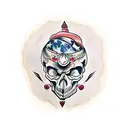 skull with half broken clock tattoo design idea