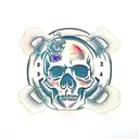 skull with half broken clock tattoo design idea