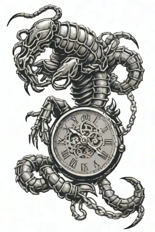 scorpion holding stopwatch barbed wire tattoo design idea