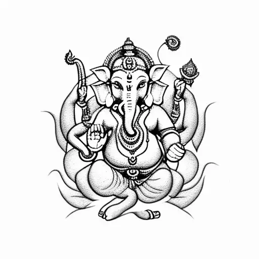 angry ganesha tattoo design idea