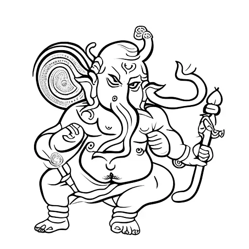 angry ganesha tattoo design idea