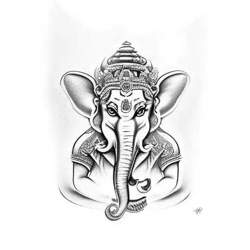 angry ganesha tattoo design idea