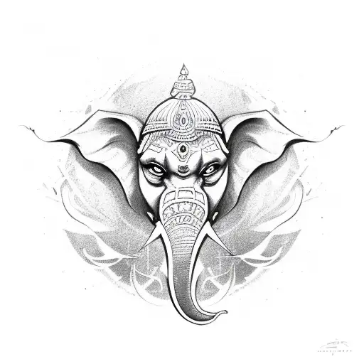 angry ganesha tattoo design idea