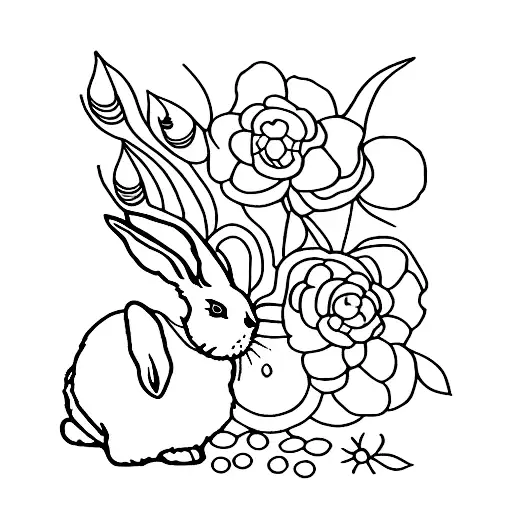 bunny and perfume bottle tattoo design idea