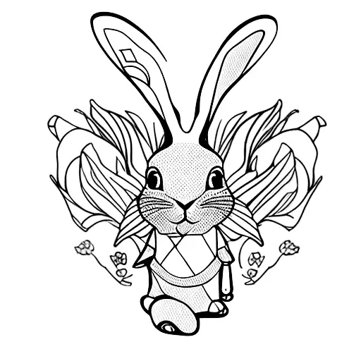 bunny perfume bottle tattoo design idea