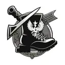Boot stepping on hammer and sickle tattoo design idea