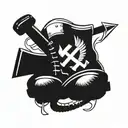 Boot stepping on hammer and sickle tattoo design idea